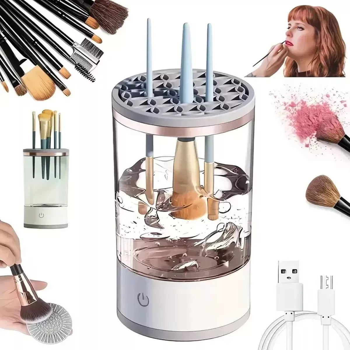 Limpiador Eléctrico Brochas Maquillaje